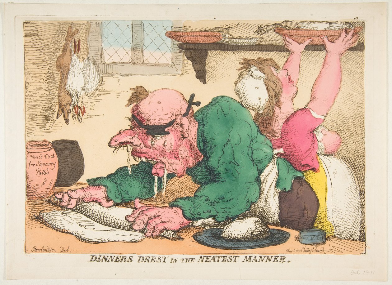 Dinners Drest a legtisztább módon, 1811. október. alkotó: Thomas Rowlandson