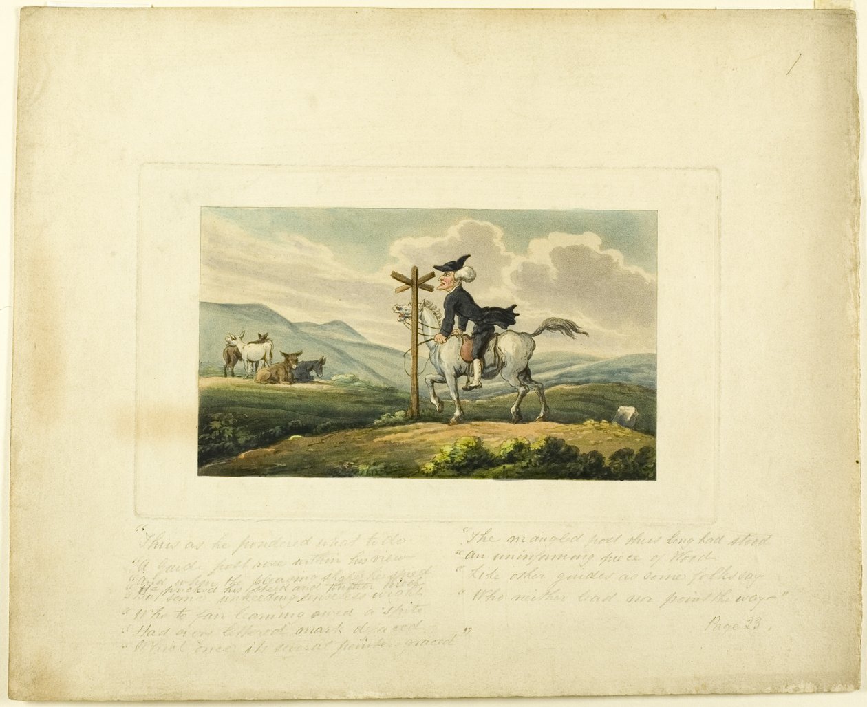 A Doctor Syntax Losing His Way, a The Tour of Doctor Syntax című filmből alkotó: Thomas Rowlandson