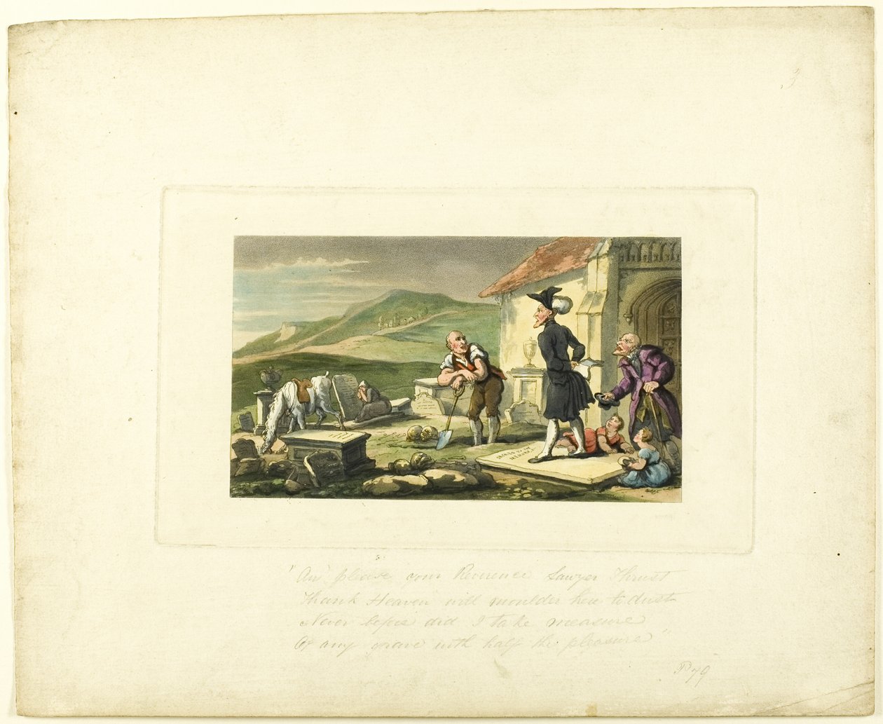 Doctor Syntax Meditating on the Tomb Stones, The Tour of Doctor Syntax alkotó: Thomas Rowlandson