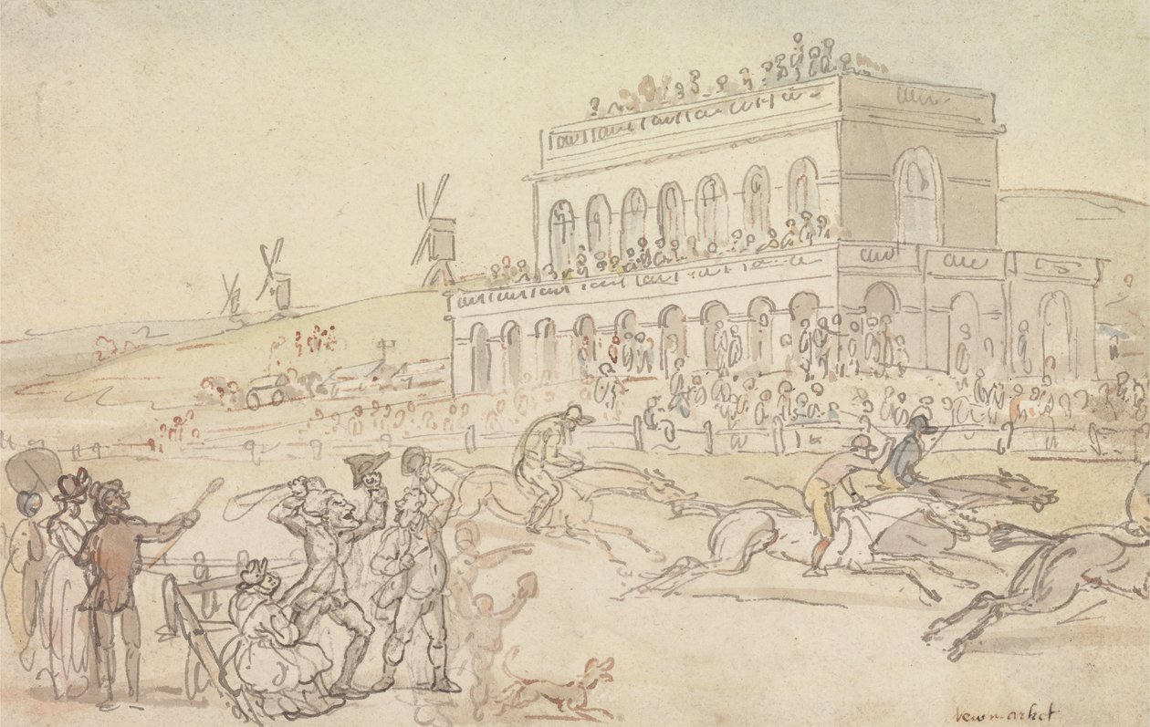 Doctor Syntax elveszíti a pénzét a yorki lóversenypályán alkotó: Thomas Rowlandson