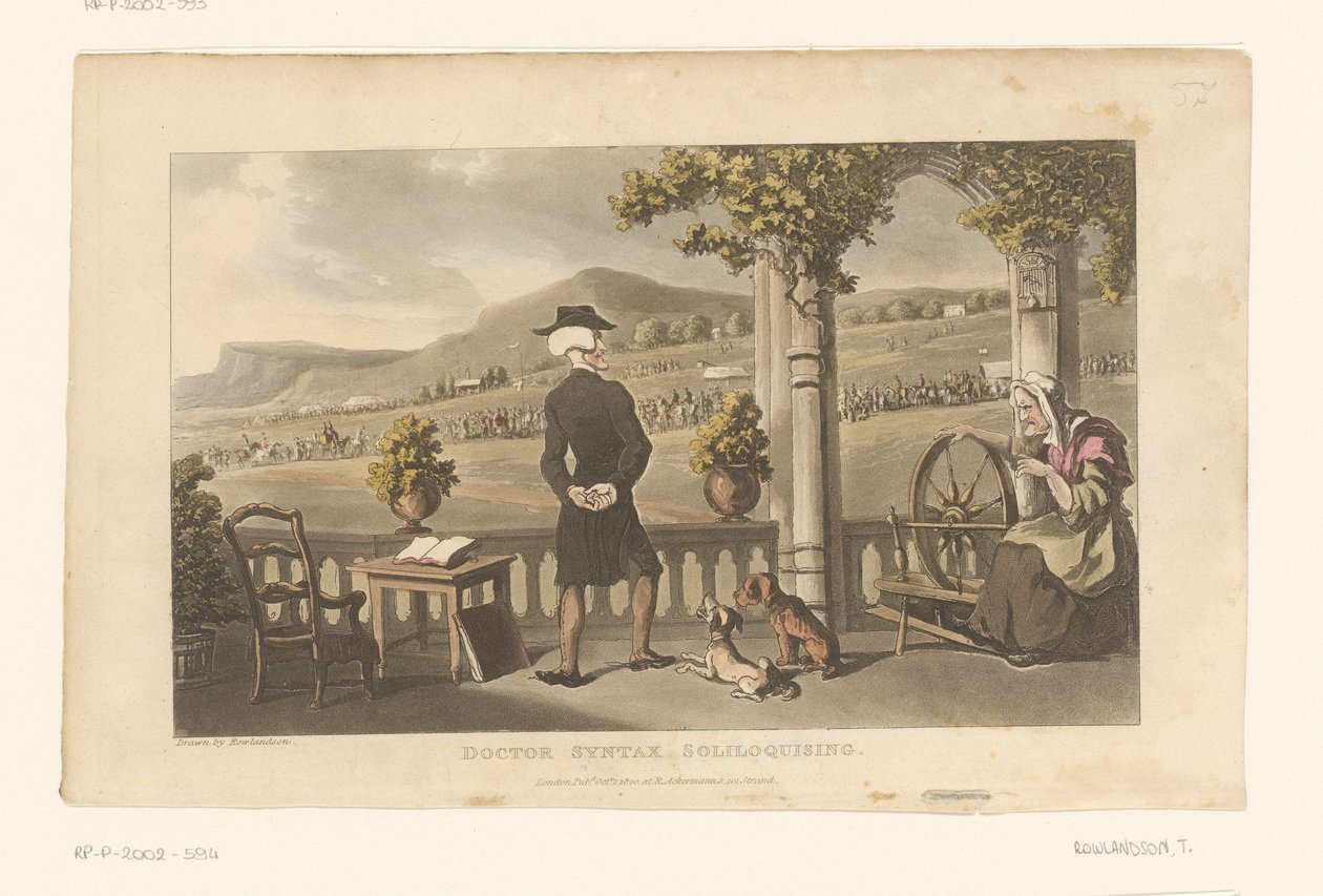 Doctor Syntax egy felvonulást bámul a tájban alkotó: Thomas Rowlandson
