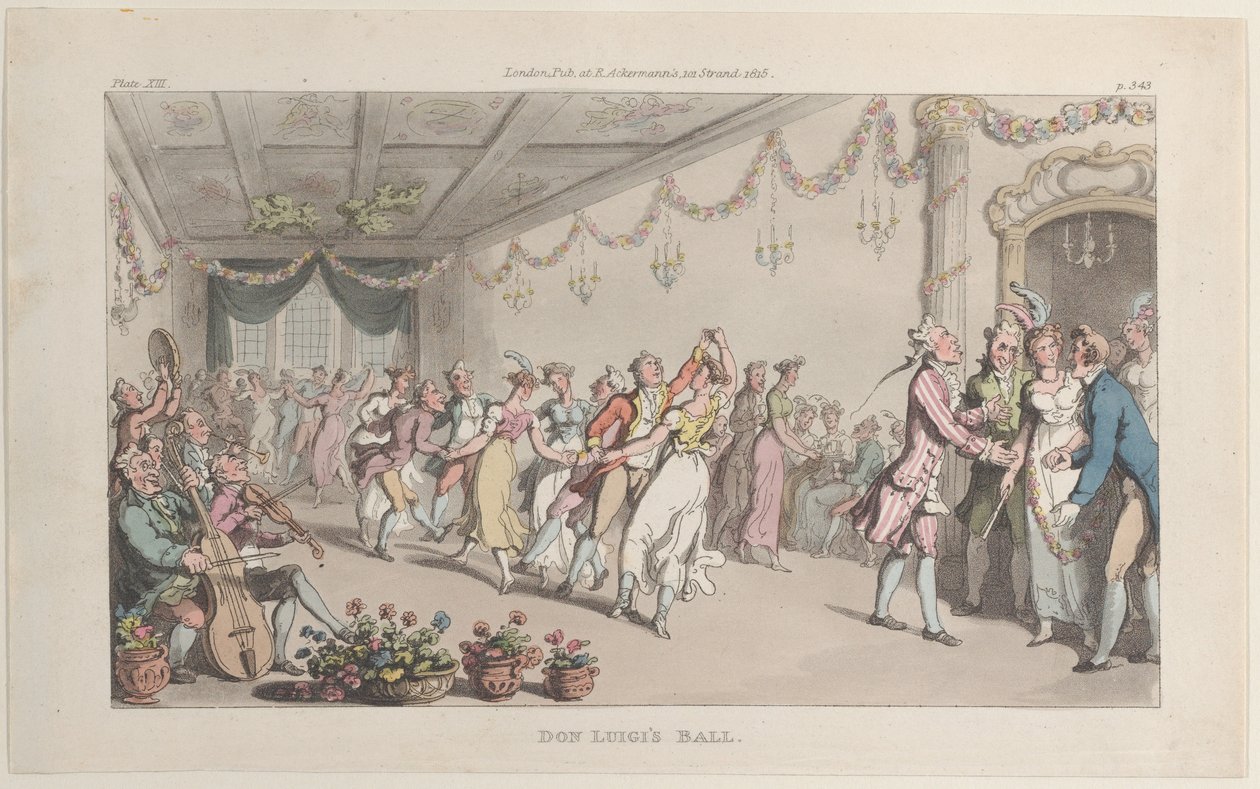 Don Luigi bálja, Nápolyból és a Campagna Felice-ből: levélsorozatban Add..., 1815. június 1. alkotó: Thomas Rowlandson