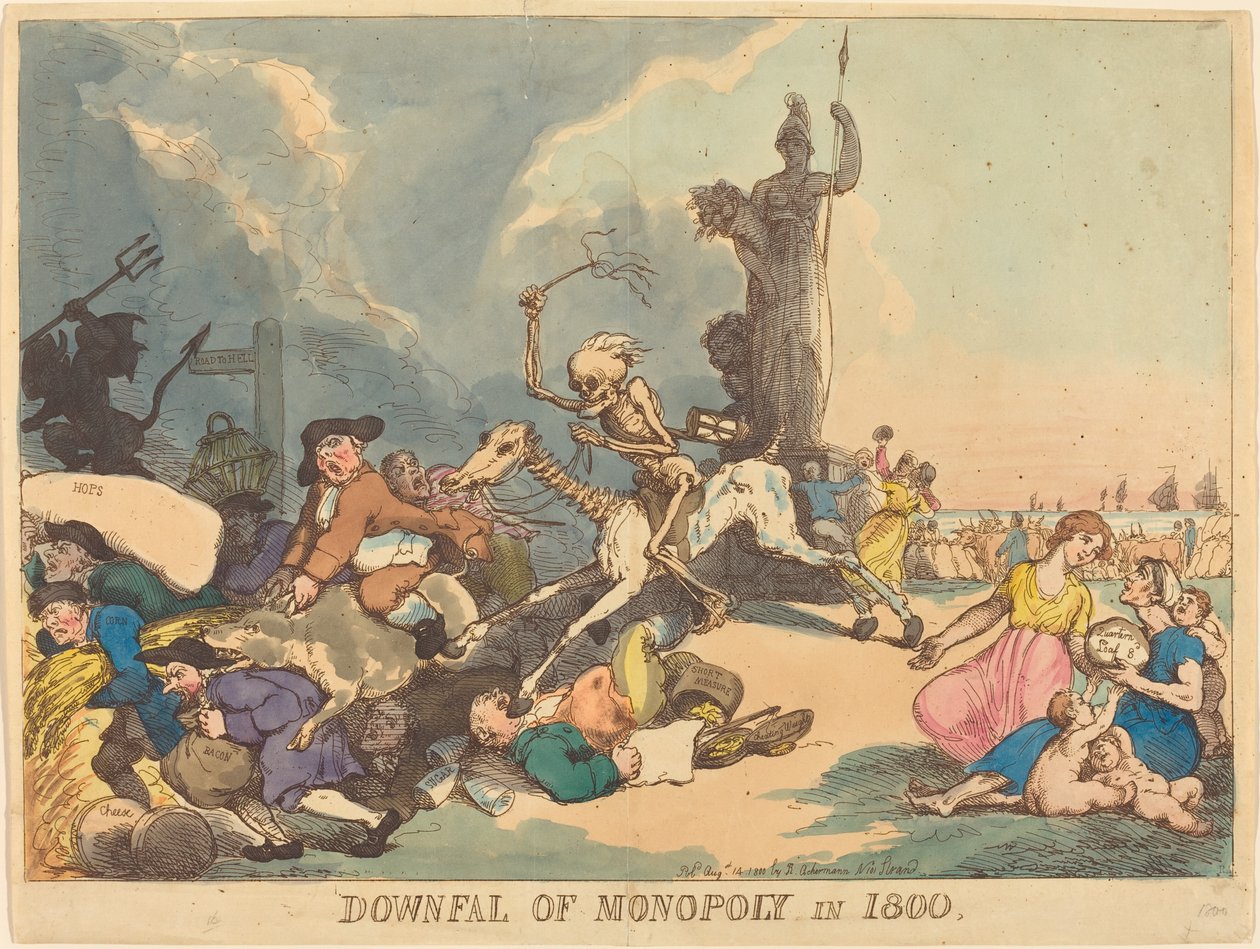 A monopólium bukása 1800-ban alkotó: Thomas Rowlandson