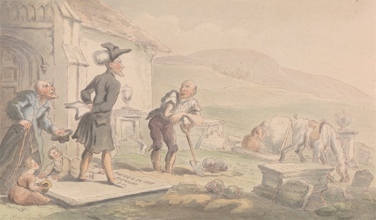 Dr. Szintaxis meditáció a sírköveken alkotó: Thomas Rowlandson