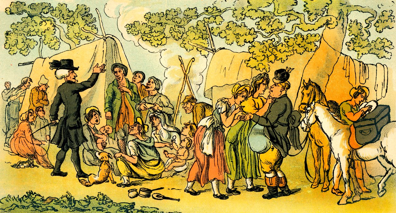 "Dr. Syntax és a cigányok" alkotó: Thomas Rowlandson