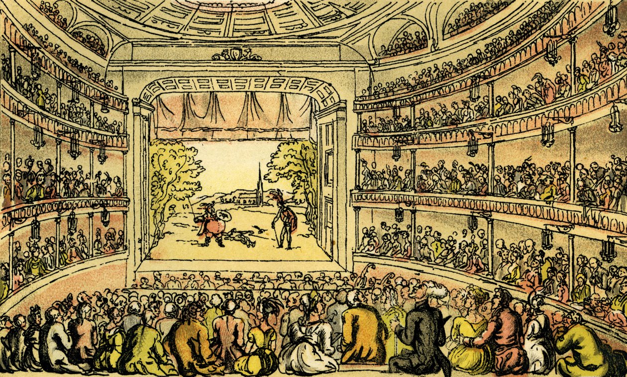 "Dr. Syntax a Covent Garden Színházban" alkotó: Thomas Rowlandson