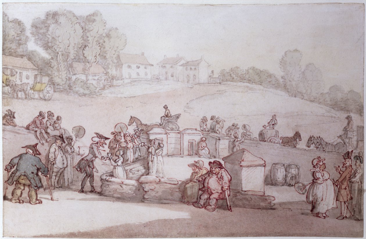 Dr. Syntax a Harrogate Spa-ban (toll, wc és ceruza papíron) alkotó: Thomas Rowlandson