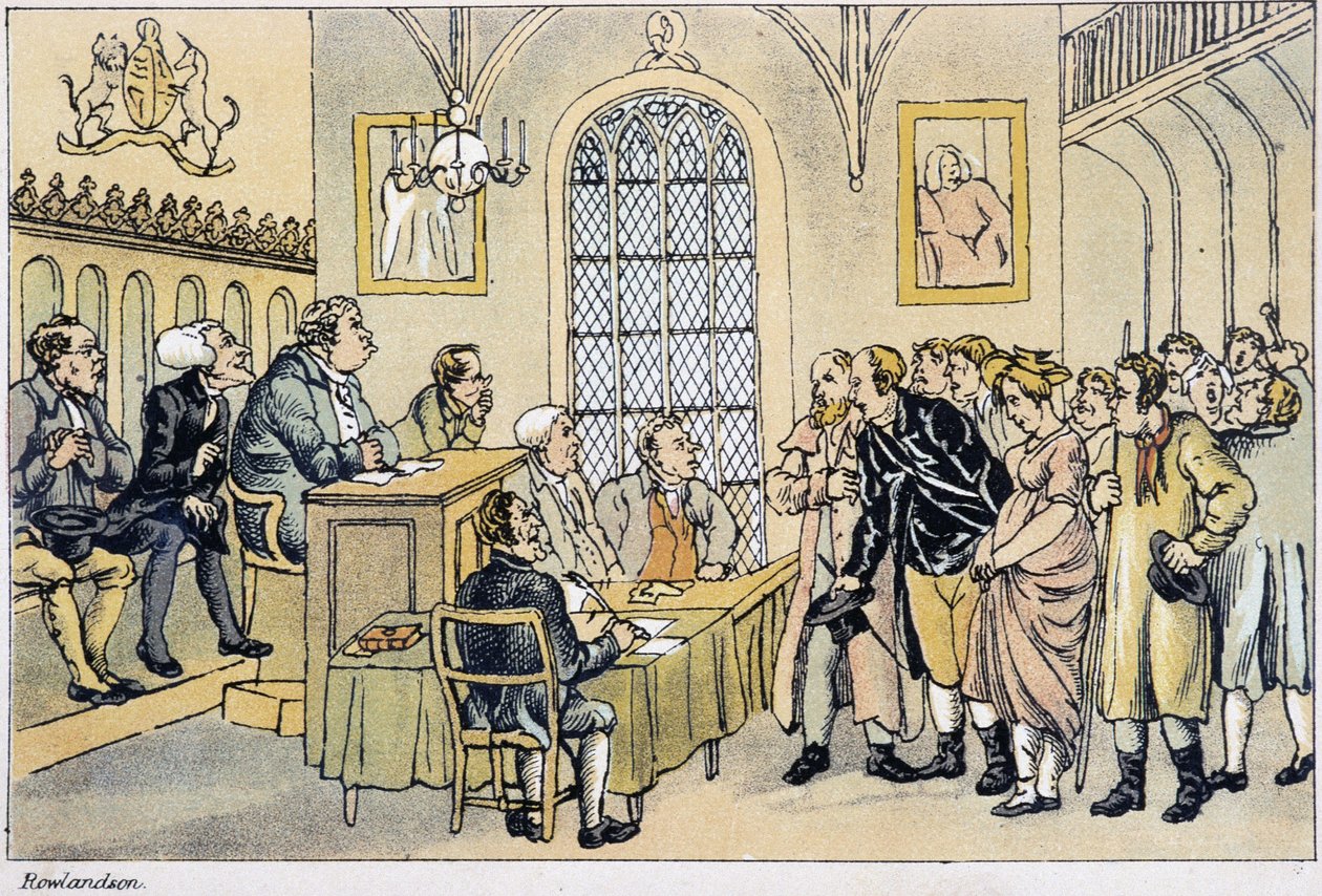 Dr. Syntax a Bíróság előtt – a „Doktor Syntax három körútjában a festői vigasz és feleség keresésében””, W. Combe, ill. szerző: Rowlandson, London, Hotten alkotó: Thomas Rowlandson