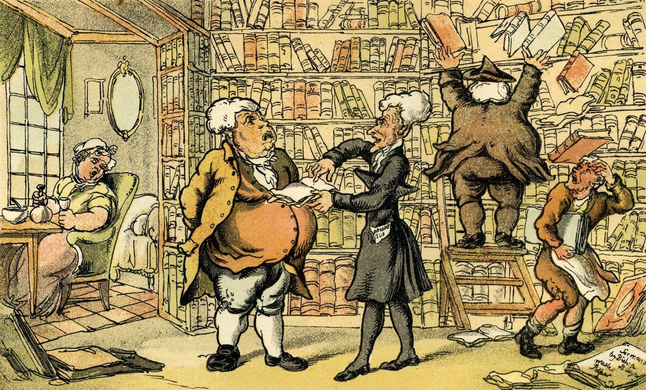 "Dr. szintaxis és könyvkereskedő" alkotó: Thomas Rowlandson