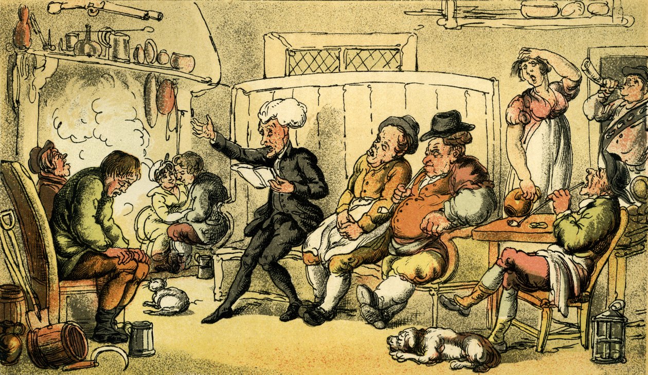 "Dr. Syntax olvassa körútját" alkotó: Thomas Rowlandson