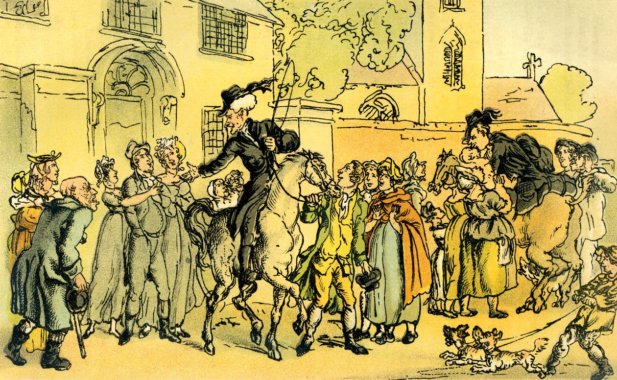 "Dr. Syntax második körútjára indul" alkotó: Thomas Rowlandson