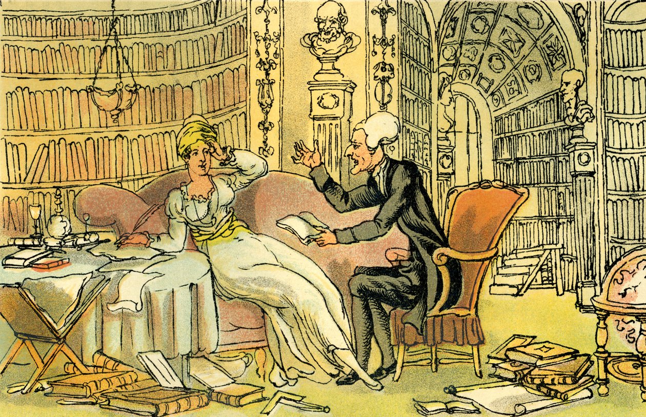 "Dr. Syntax egy kék harisnya szépséggel" alkotó: Thomas Rowlandson