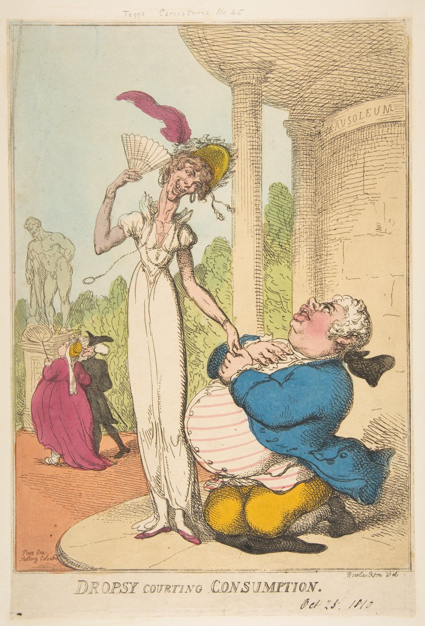 Dropsy Courting Consumption, 1810. október 25. alkotó: Thomas Rowlandson