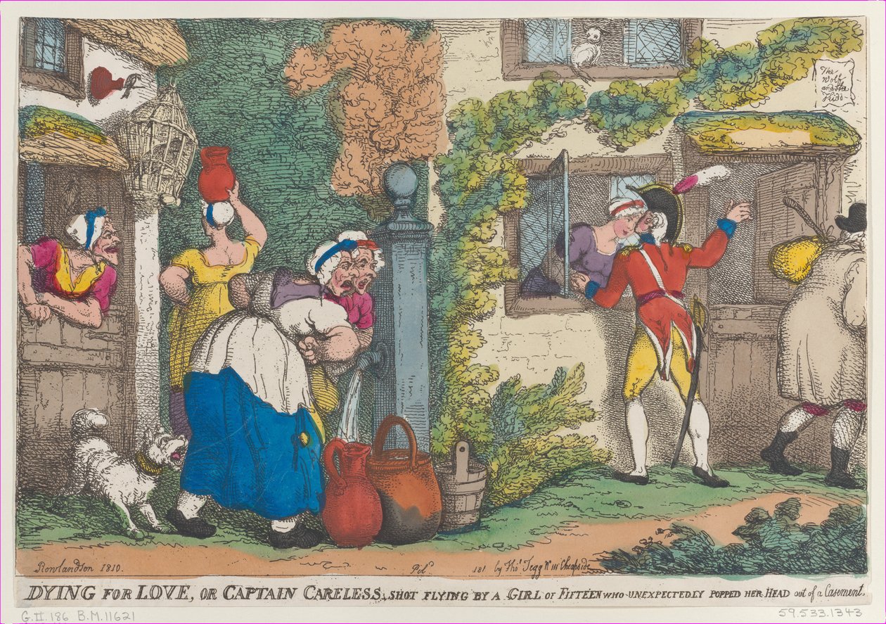 Dying for Love, avagy óvatlan kapitány, egy tizenöt éves lány, aki váratlanul feldob..., 1810. alkotó: Thomas Rowlandson