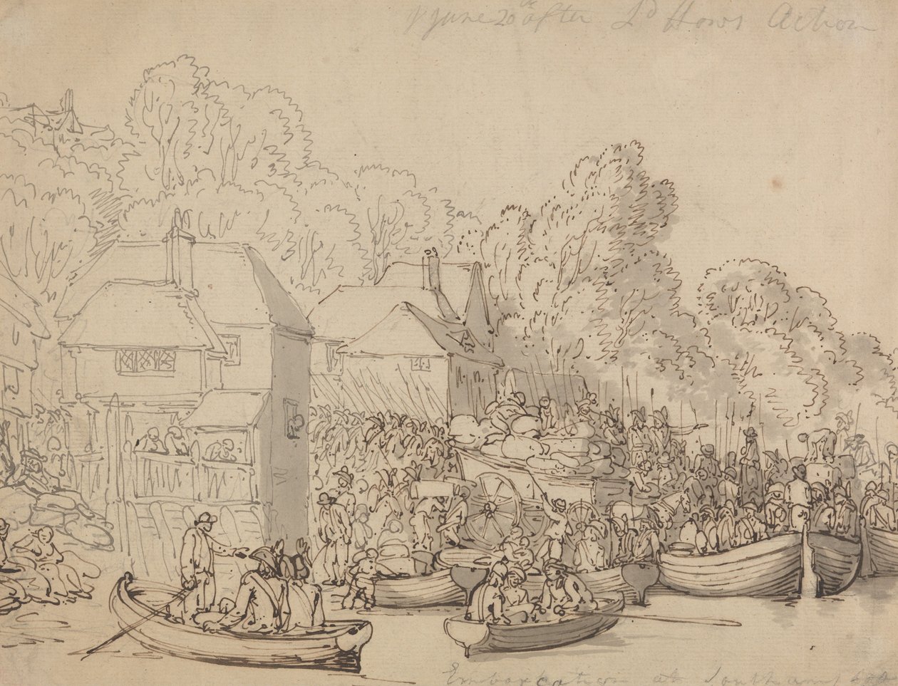 Beszállás Southamptonban, 1794. június 20. (A változat) alkotó: Thomas Rowlandson
