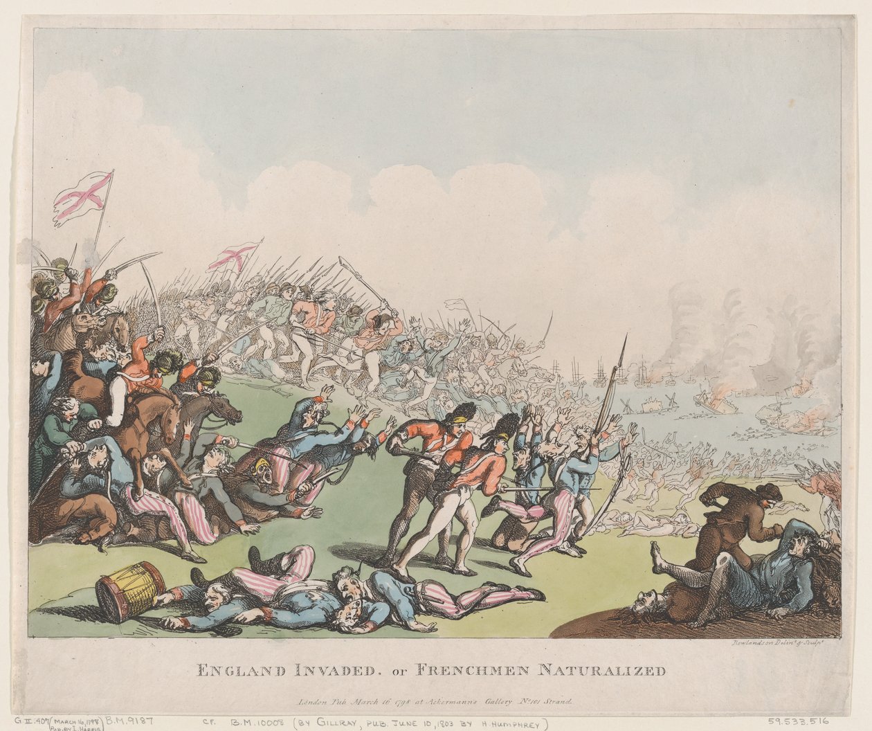Anglia megszállta, vagy a franciák honosítása, 1798. március 16., 1798. március 16. alkotó: Thomas Rowlandson