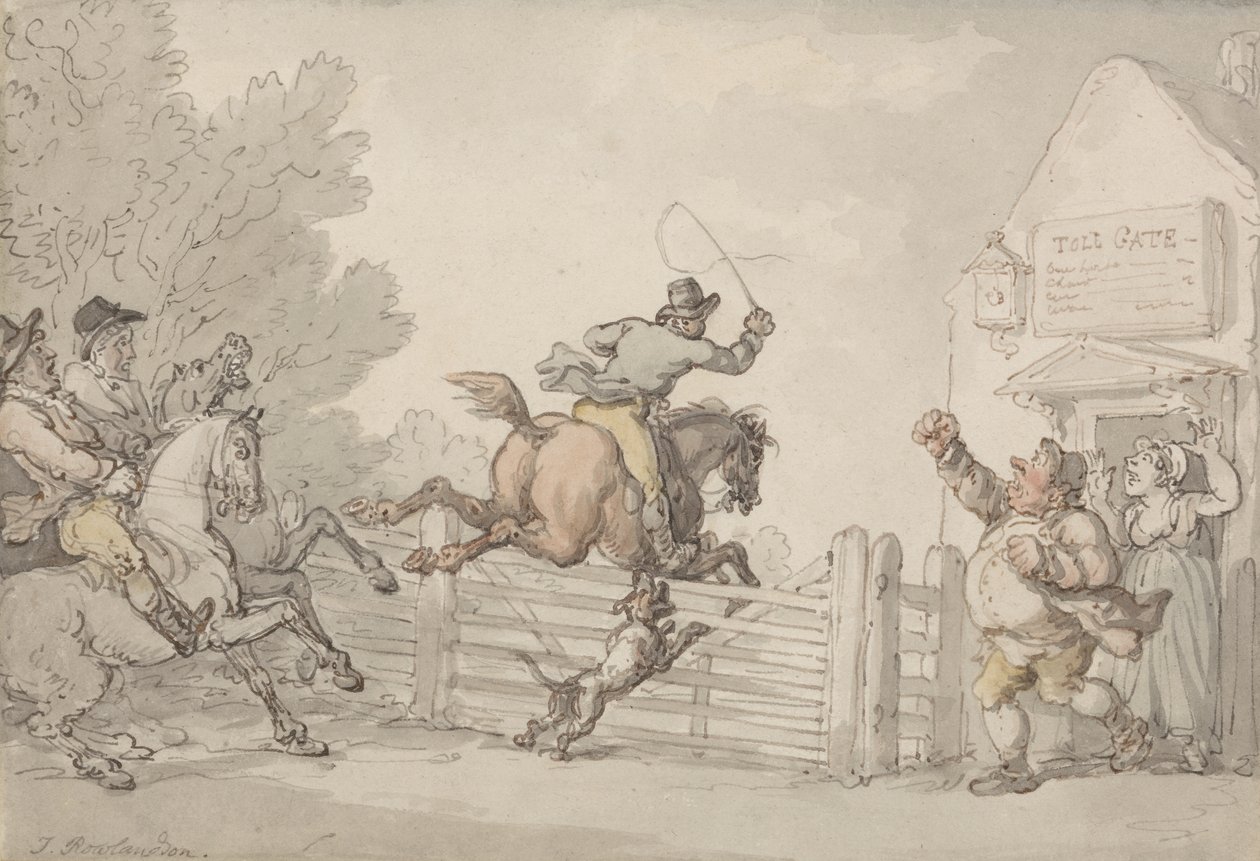 Az útdíj elkerülése, 1805–1810 körül (grafit, toll, tinta és w/c papíron) alkotó: Thomas Rowlandson