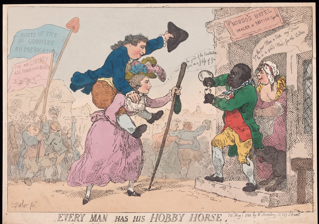 Minden Férfinak megvan a Hobbilova, kocsmája. 1784 (kézzel színezett metszet) alkotó: Thomas Rowlandson