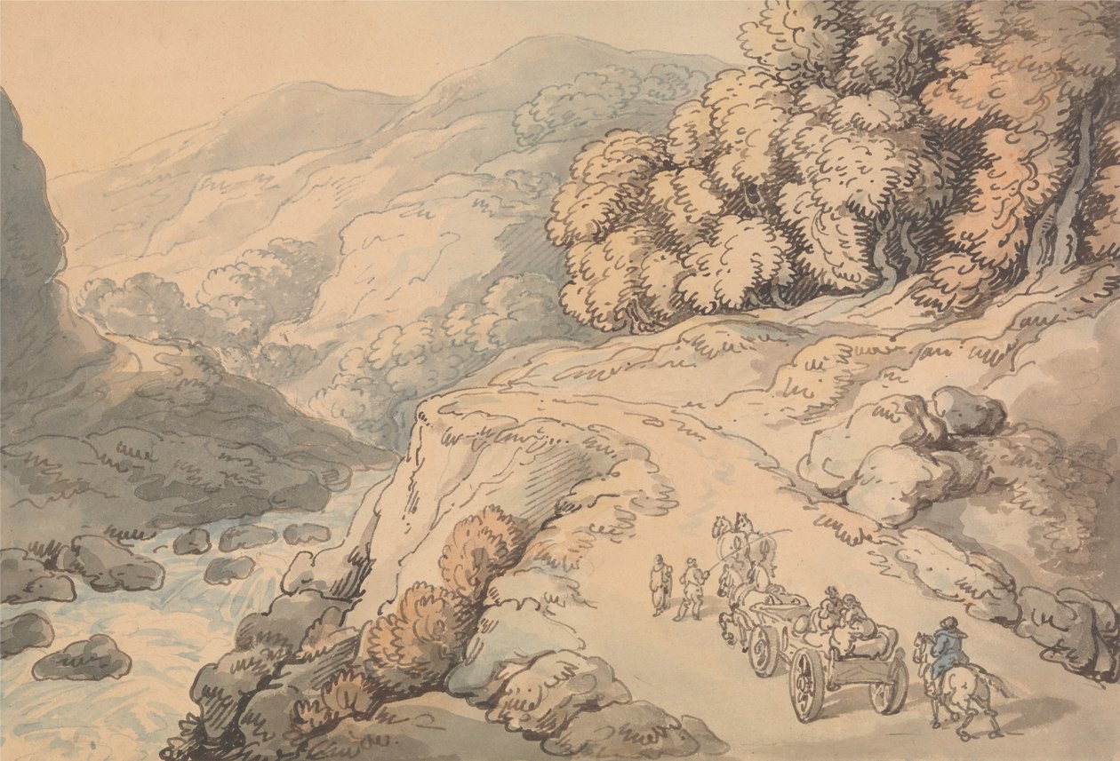 A Conwy-folyó vízesései, Észak-Wales alkotó: Thomas Rowlandson