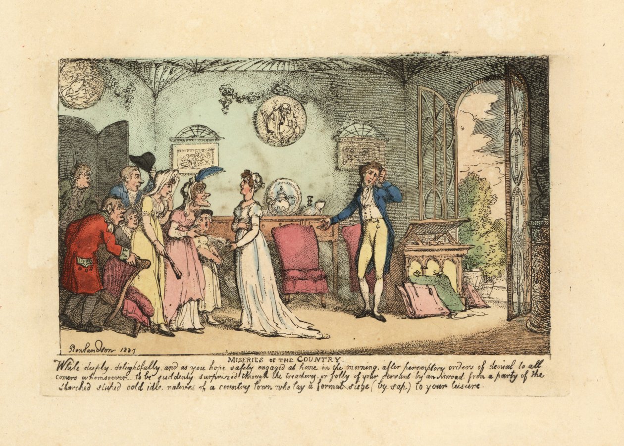Divatos pár, akit megzavart egy hülye, kőhideg tétlen rokon alkotó: Thomas Rowlandson