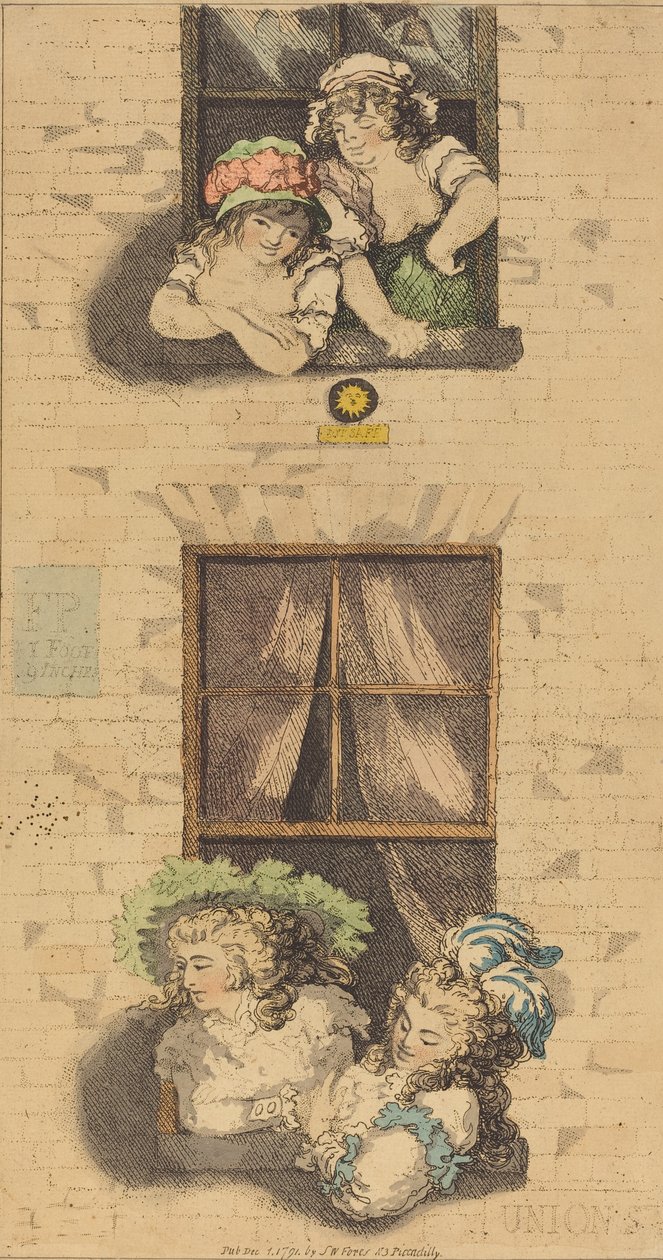 Első és második emelet, 1791-ben jelent meg. alkotó: Thomas Rowlandson