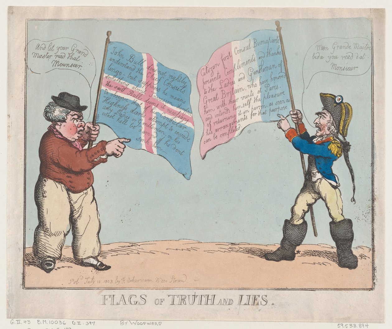 Igazság és hazugság zászlói, 1803. július 10., 1803. július 10. alkotó: Thomas Rowlandson
