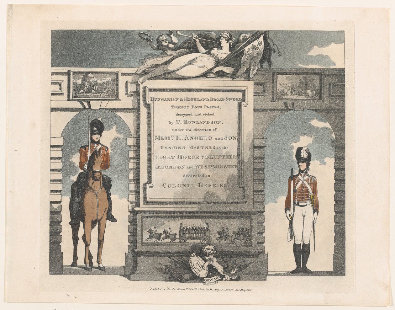 Előre, magyar és felvidéki széleskard, 1799. febr. 12. alkotó: Thomas Rowlandson