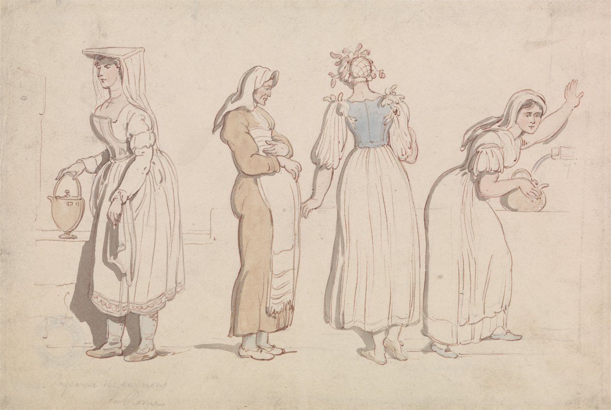 Négy nő egy római kútnál alkotó: Thomas Rowlandson