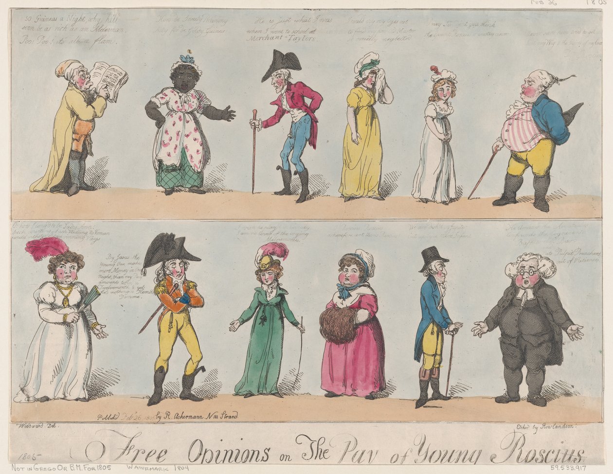 Szabad vélemények az ifjú Roscius fizetéséről, 1805. február 26., 1805. február 26. alkotó: Thomas Rowlandson