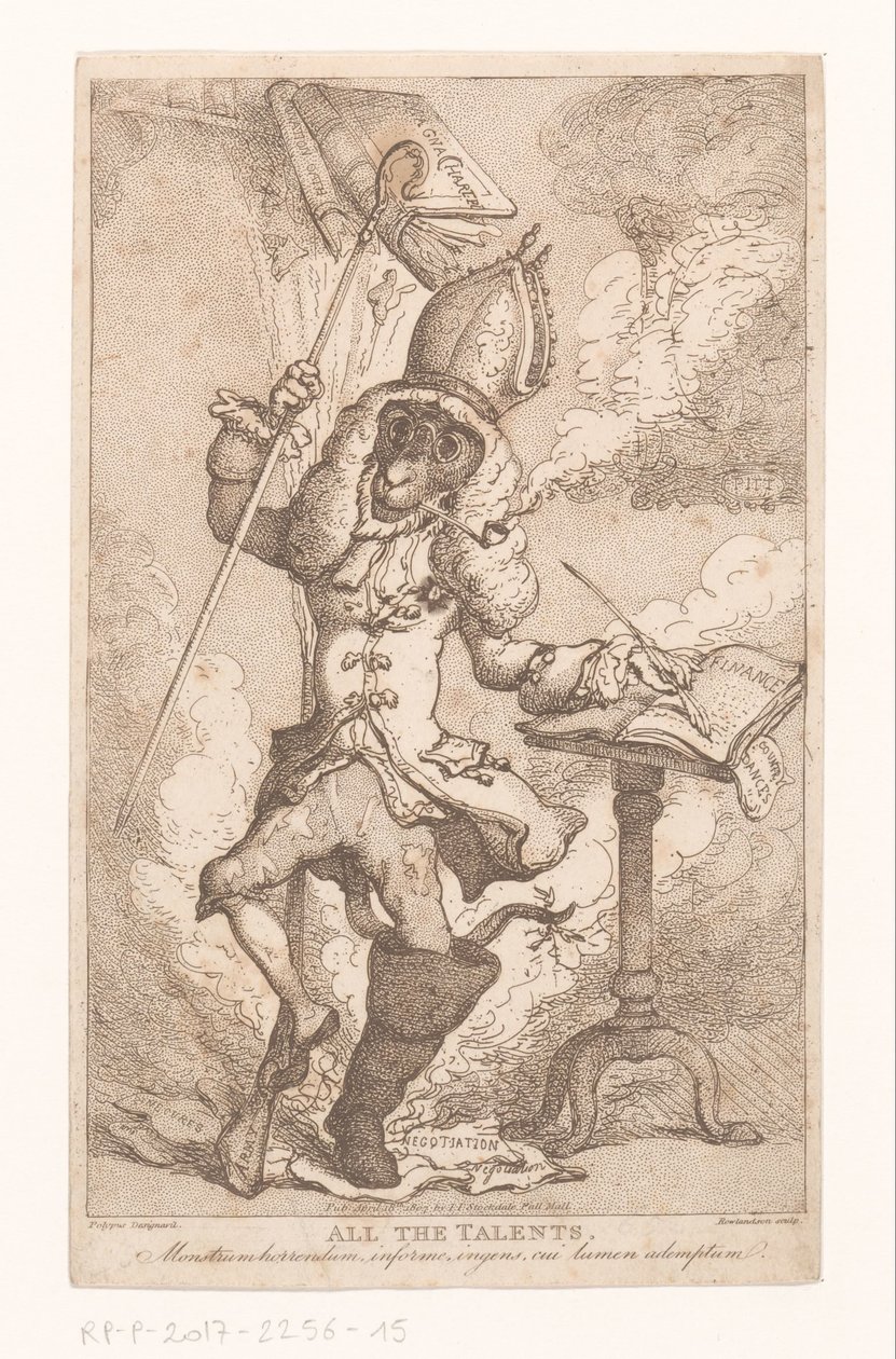 Frontispiece voor „All the Talents” van „Polypus” (E. S. Barrett), 1807 Minden tehetség (cím a tárgyon) alkotó: Thomas Rowlandson