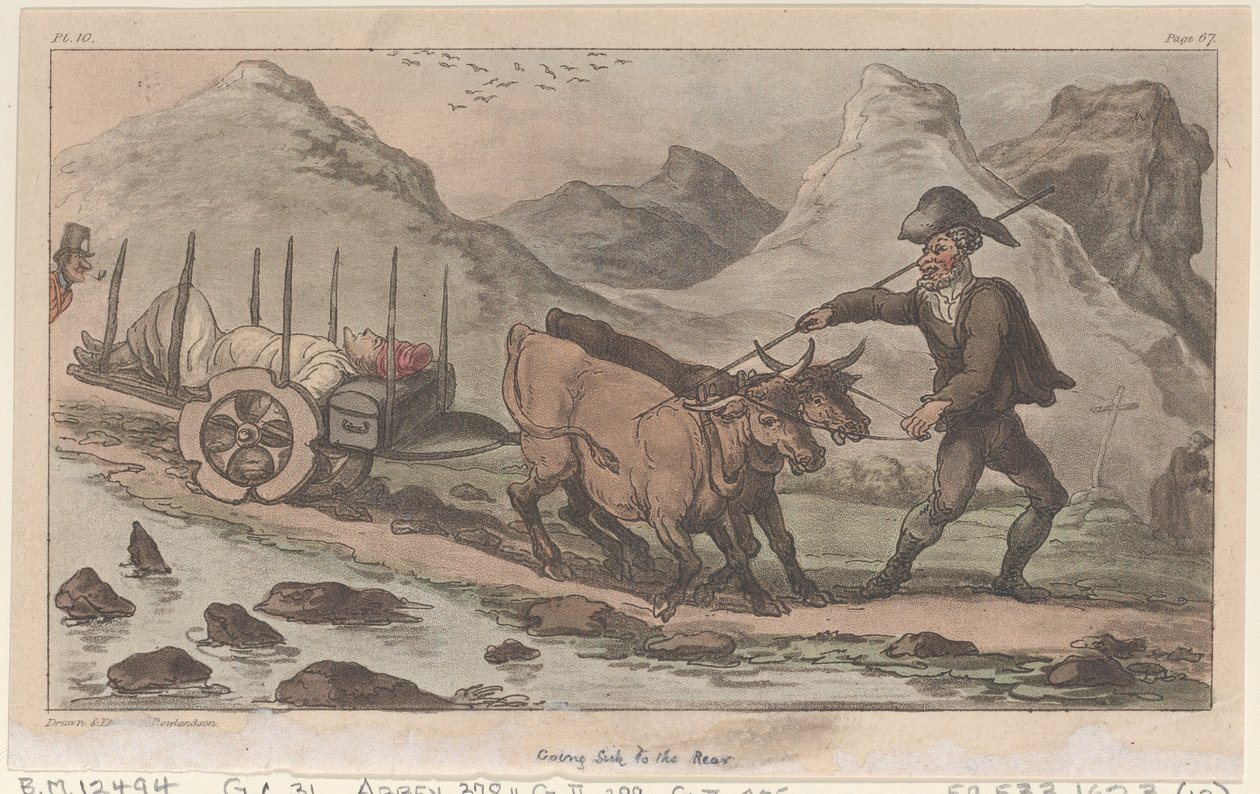 Megbetegedett hátul, a The Military Adventures of Johnny Newcome, 1815., 1815-ből. alkotó: Thomas Rowlandson
