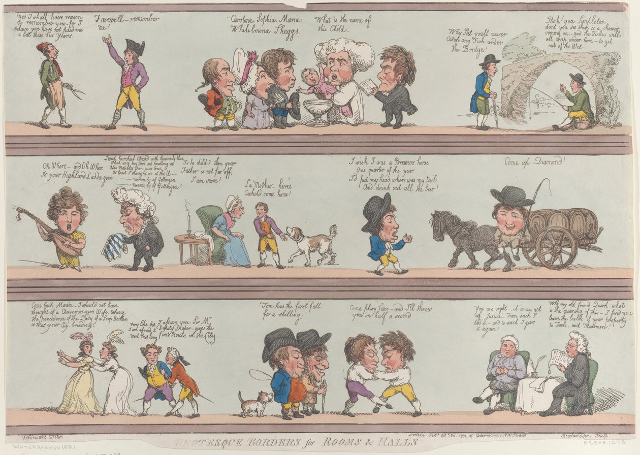 Groteszk határok szobákhoz és csarnokokhoz, [1800. október 20.], reprint., [1800. október 20.], utánnyomás. alkotó: Thomas Rowlandson