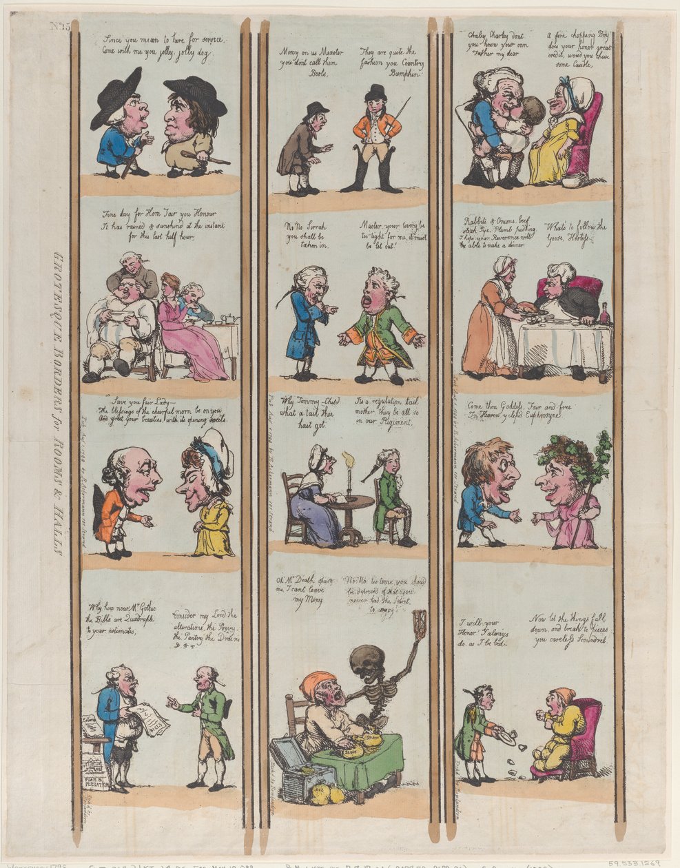 Groteszk Borders for Rooms & Halls, 15. tábla, 1799., 1799. alkotó: Thomas Rowlandson