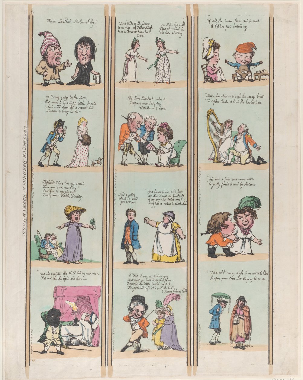 Groteszk Borders for Rooms & Halls, 16. tábla, 1799. augusztus 1., 1799. augusztus 1. alkotó: Thomas Rowlandson