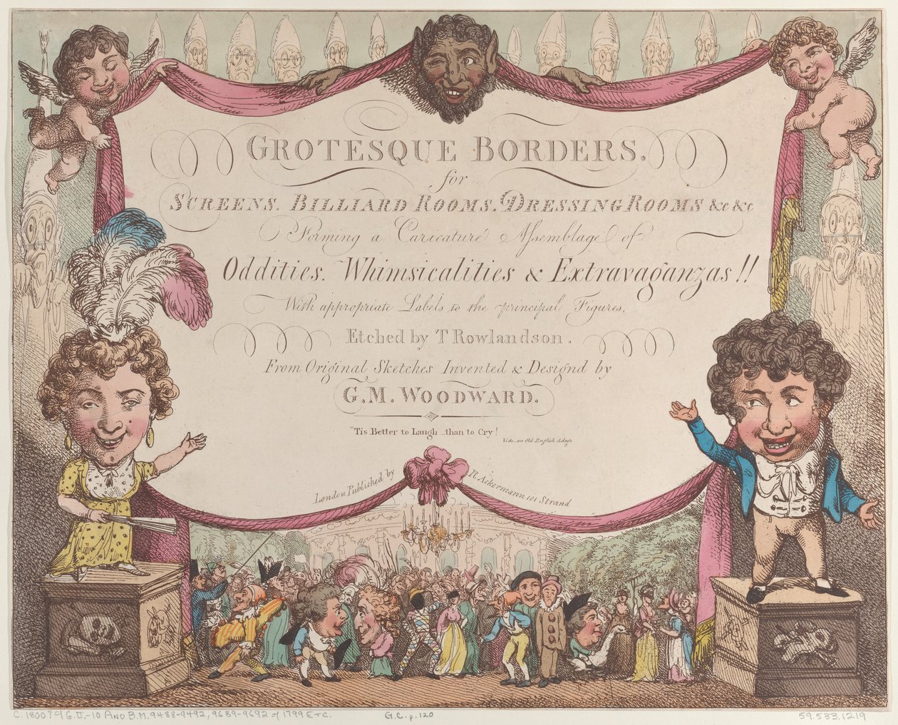 Groteszk határok képernyőkhöz, biliárdszobákhoz, öltözőkhöz stb., 1799-1800., 1799-1800. alkotó: Thomas Rowlandson