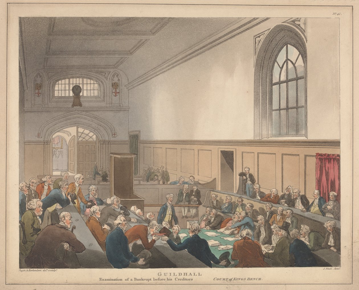 Csődbe ment személy céhbeli vizsgálata a hitelezői előtt alkotó: Thomas Rowlandson