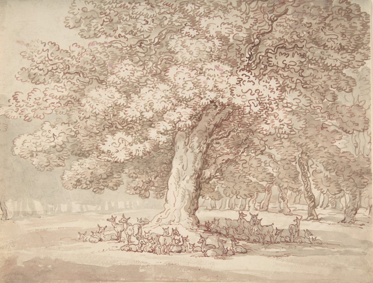 Szarvascsorda egy tölgyfa alatt, 1775-1827. alkotó: Thomas Rowlandson