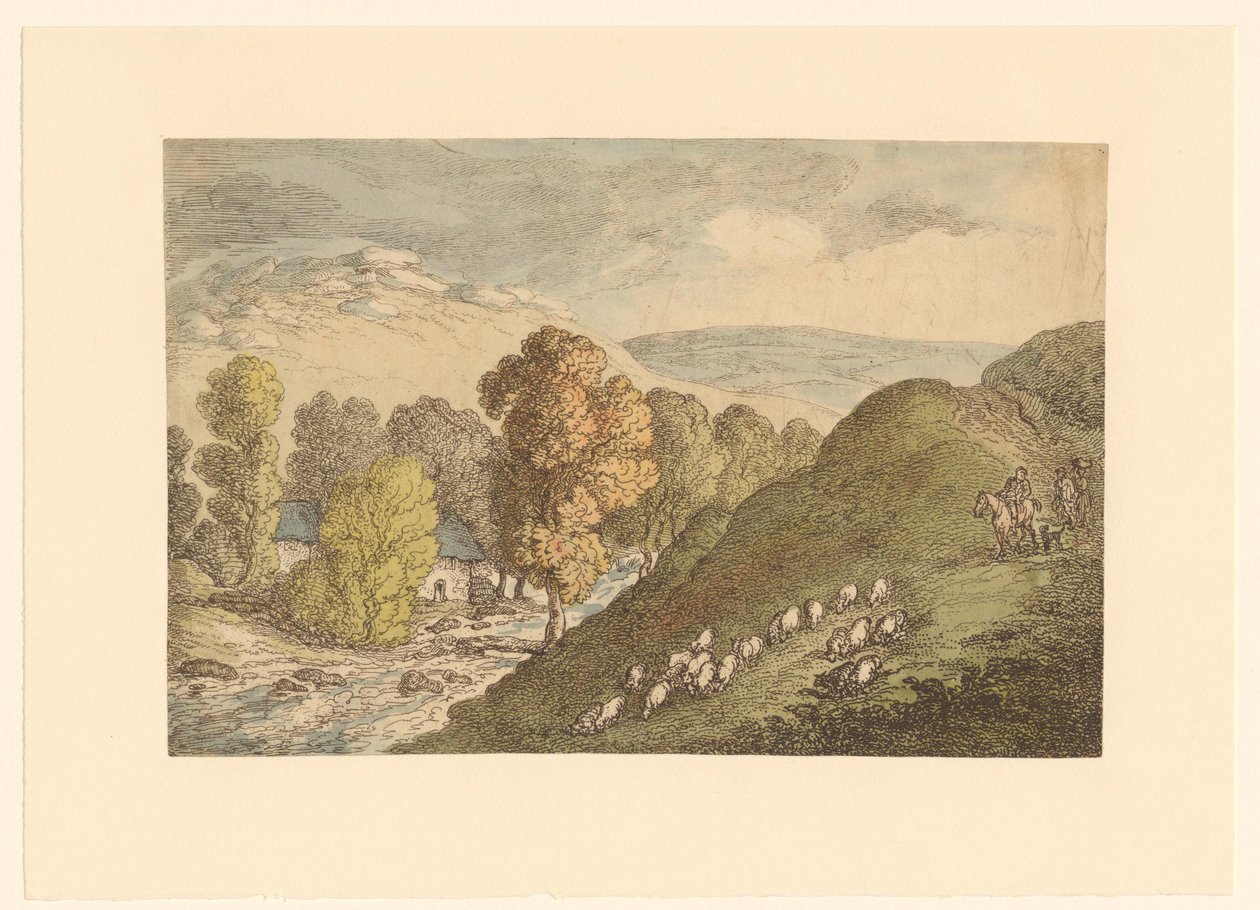 Dombos táj juhokkal alkotó: Thomas Rowlandson