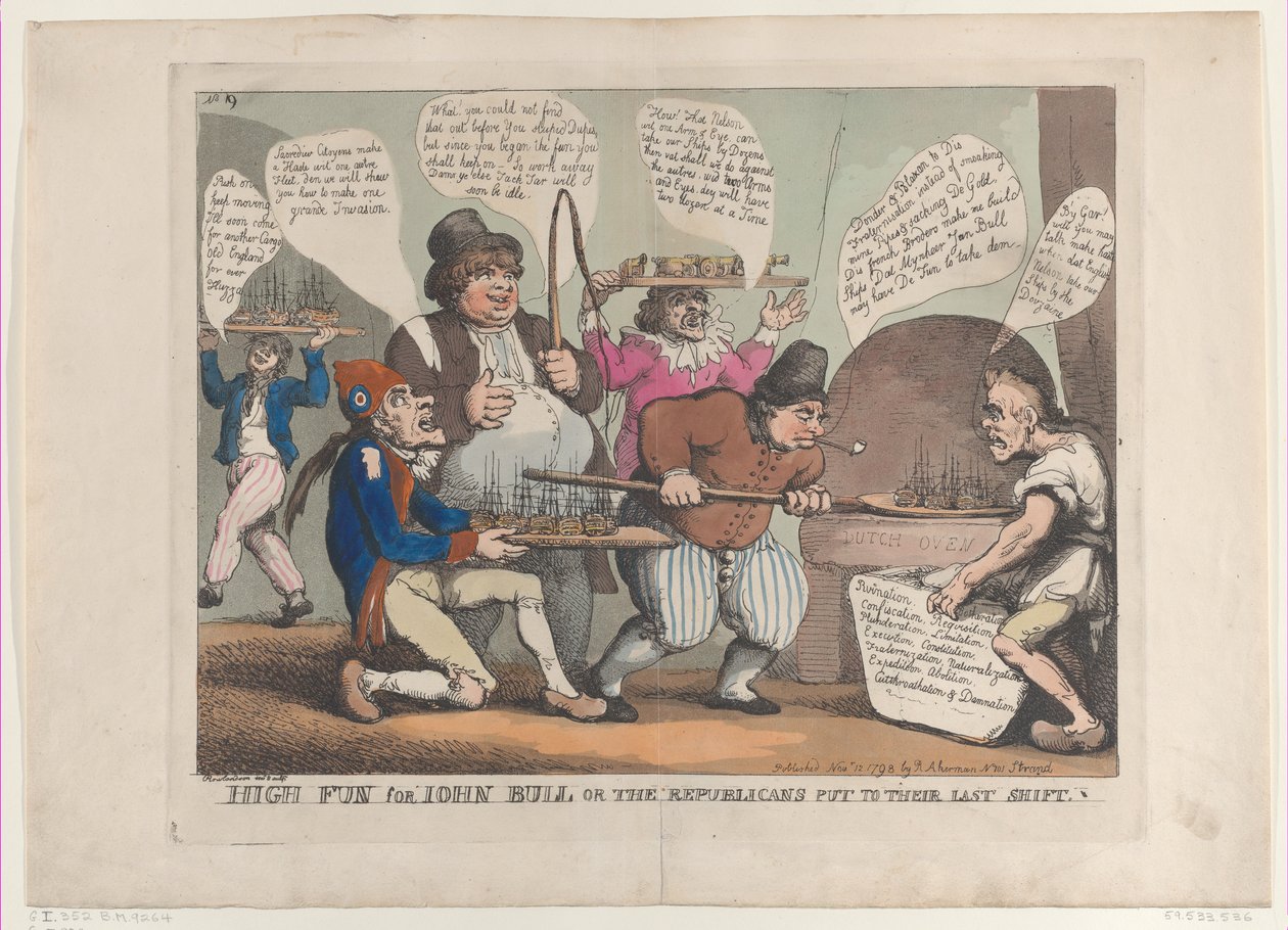 Jó móka John Bullnak, avagy a republikánusoknak az utolsó műszakban, 1798. november..., november 12. alkotó: Thomas Rowlandson