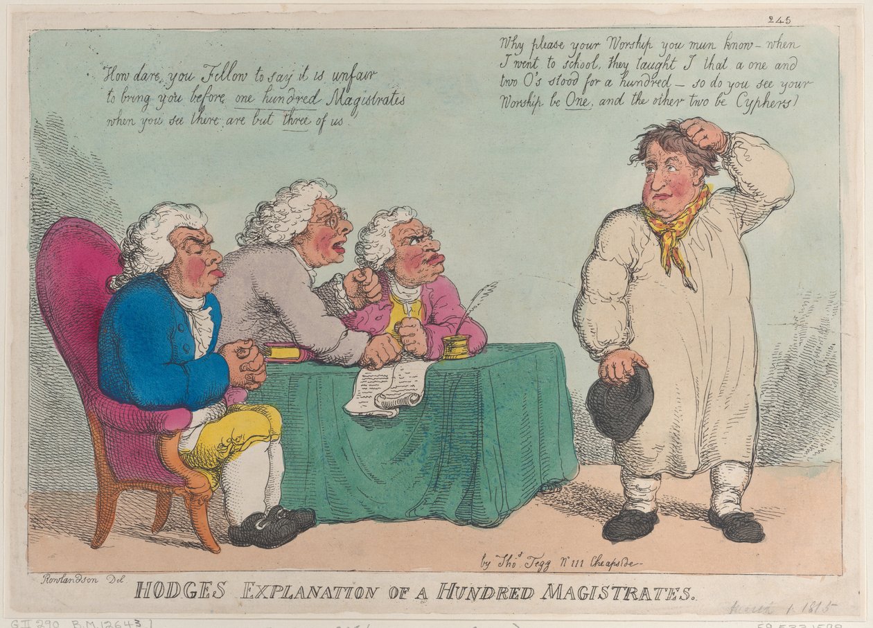 Hodge magyarázata száz magisztrátusról, 1815. március 1., 1815. március 1. alkotó: Thomas Rowlandson