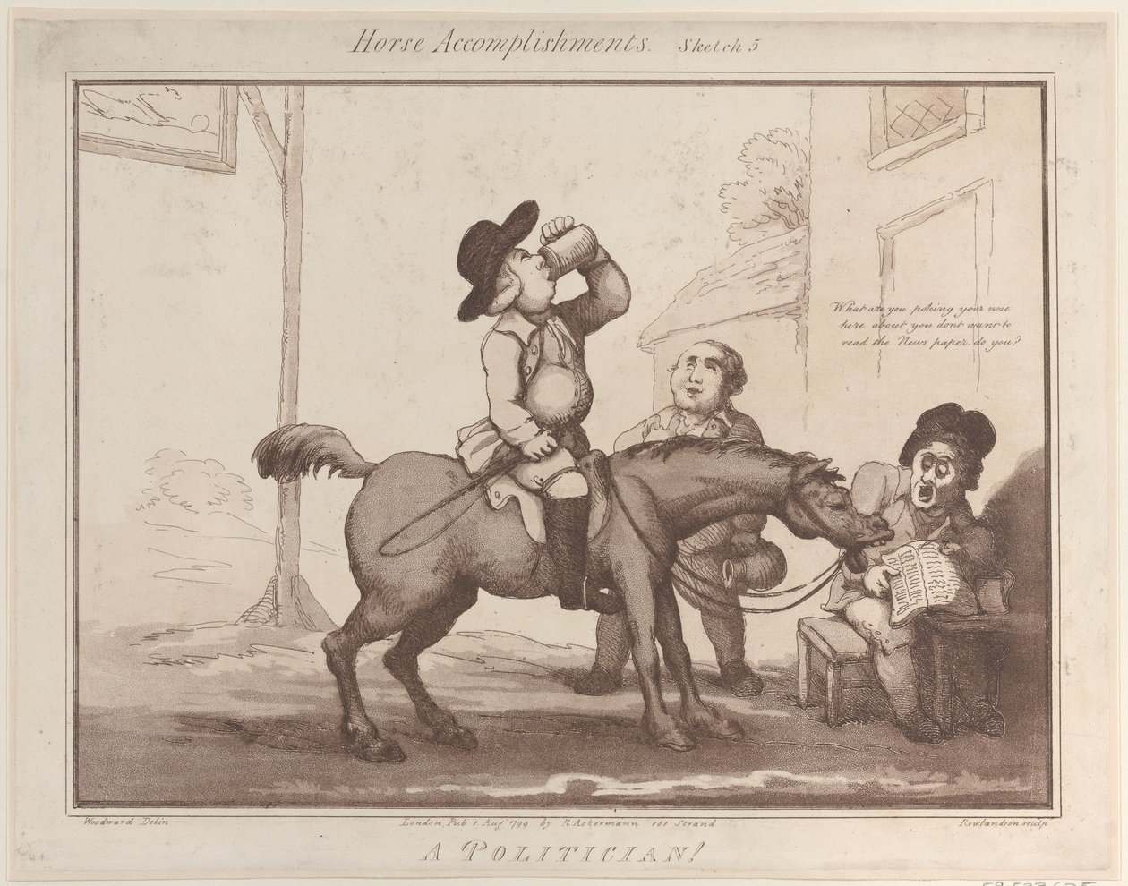 Lóteljesítmények, 5. vázlat: Egy politikus !!, 1799. augusztus 1., 1799. augusztus 1. alkotó: Thomas Rowlandson