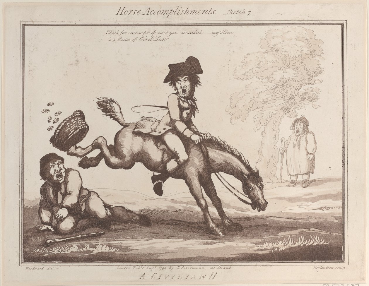 Lóteljesítmények, 7. vázlat: Egy civil !!, 1799. augusztus 1., 1799. augusztus 1. alkotó: Thomas Rowlandson