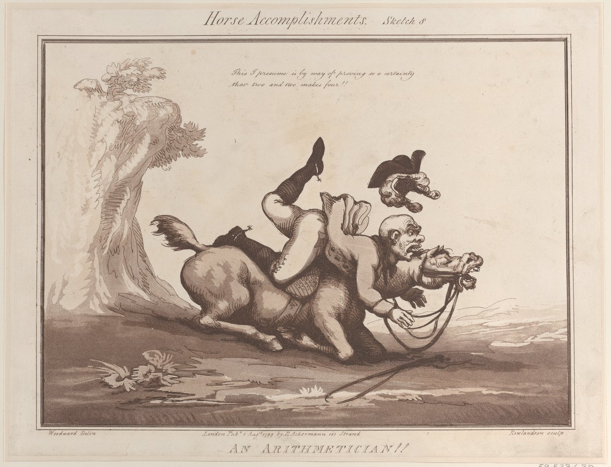 Lóteljesítmények, 8. vázlat: Egy aritmetikus!!, 1799. augusztus 1., 1799. augusztus 1. alkotó: Thomas Rowlandson