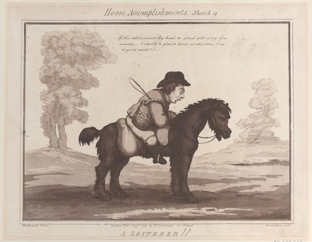 Horse Accomplishments, 9. vázlat: Loiterer !!, 1799. augusztus 1., 1799. augusztus 1. alkotó: Thomas Rowlandson