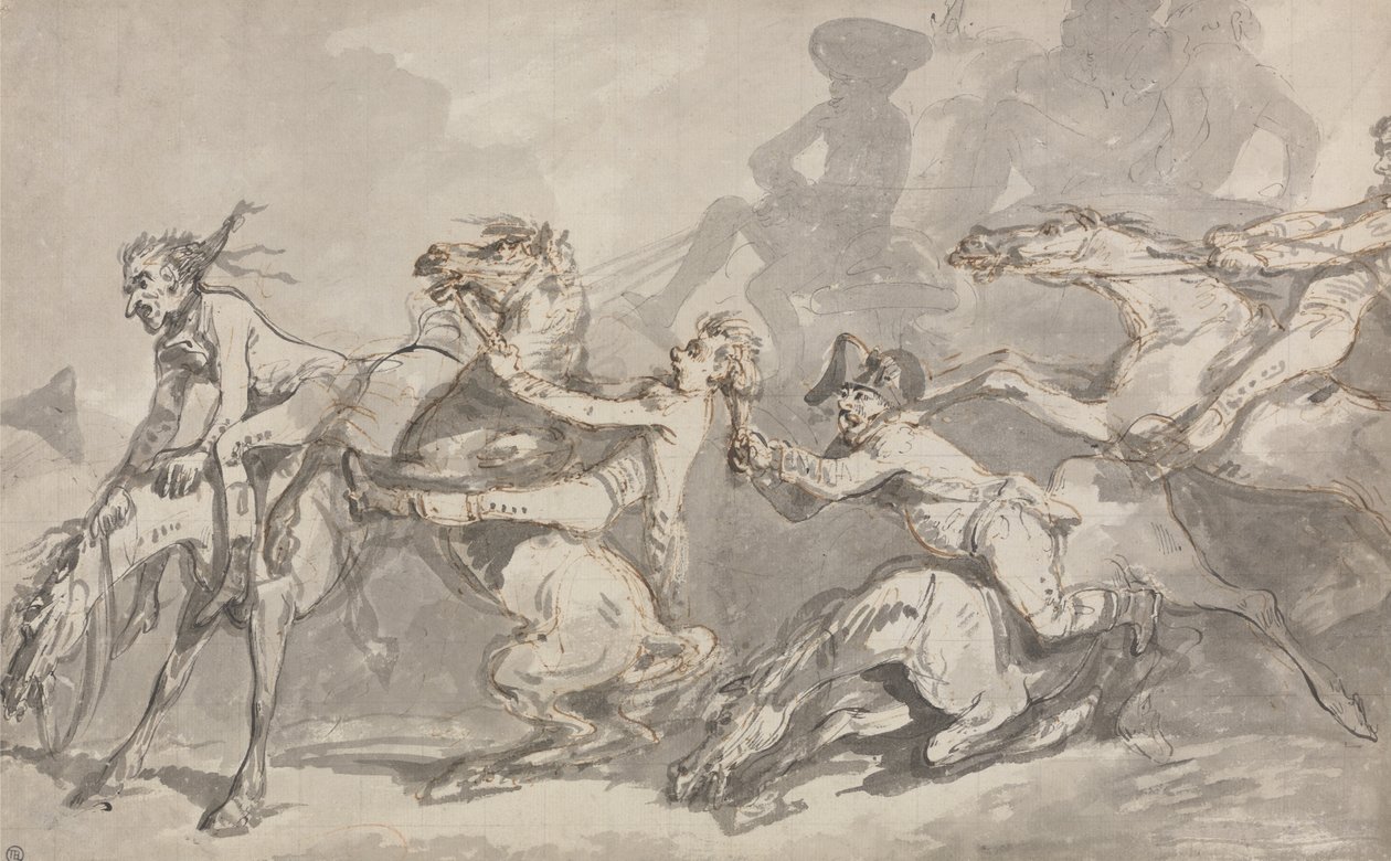 Összeütköző lovasok alkotó: Thomas Rowlandson