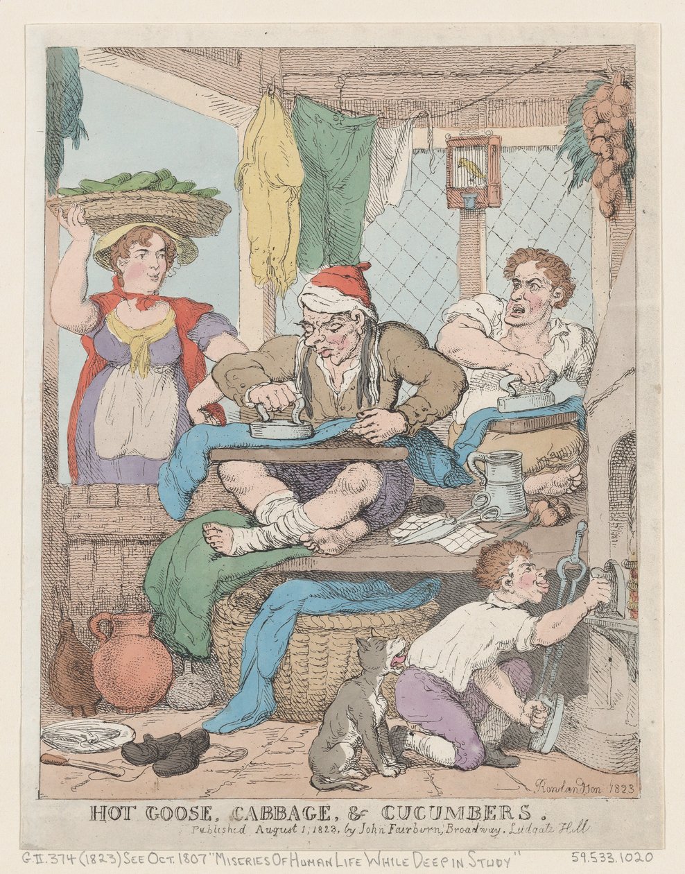 Forró liba, káposzta és uborka, 1823., 1823. alkotó: Thomas Rowlandson
