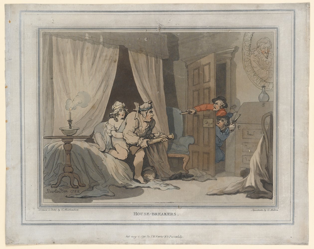 Háztörők, Thomas Molten nyomat, 1791 (kézzel színezett metszet) alkotó: Thomas Rowlandson