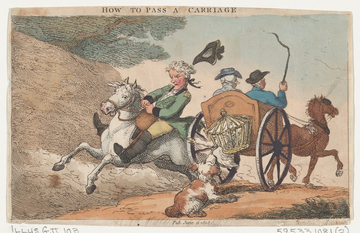 Hogyan kell átadni egy kocsit, 1808. június 11., 1808. június 11. alkotó: Thomas Rowlandson