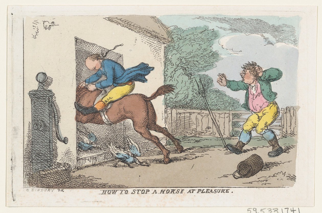 Hogyan állítsunk meg egy lovat örömmel, 1803., 1803. alkotó: Thomas Rowlandson