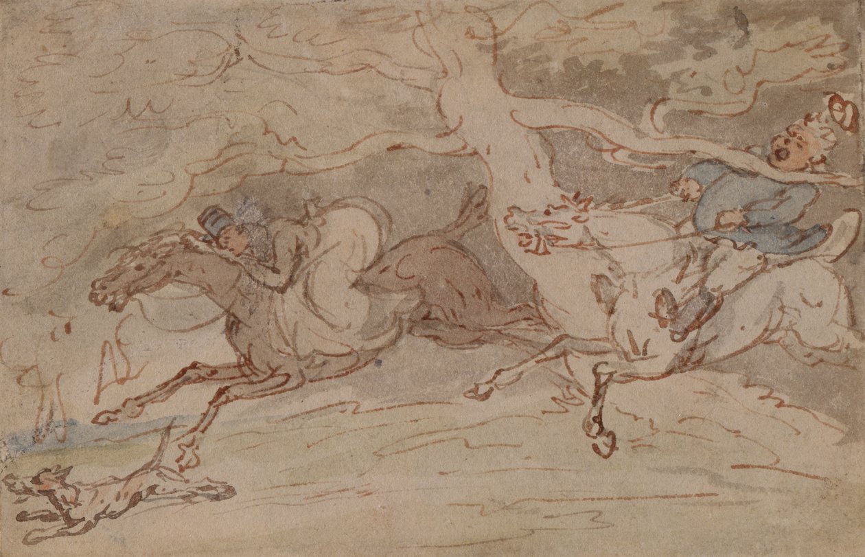 „Hogyan csavard ki a nyakad” (toll, piros tinta és akvarell papíron) alkotó: Thomas Rowlandson